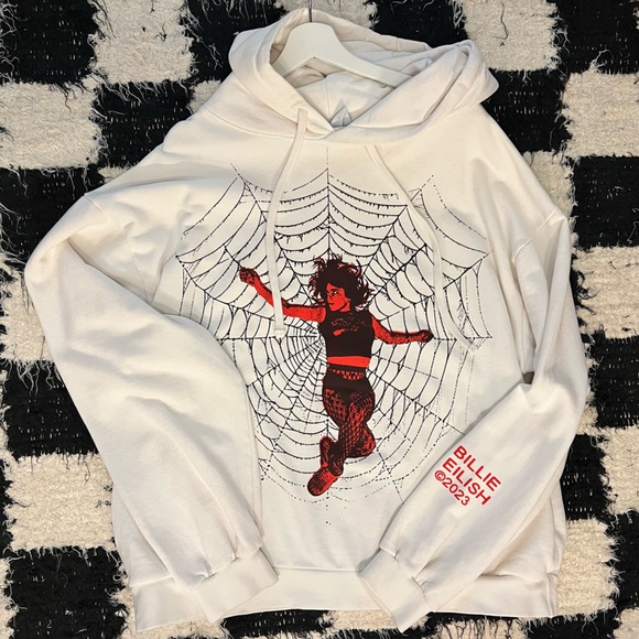 Billie Eilish Spiderweb White Hoodie - Picture 1 of 3